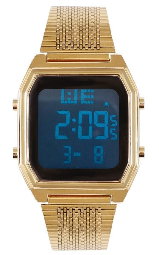 Casual watch with gold stainless steel bracelet and gold dial