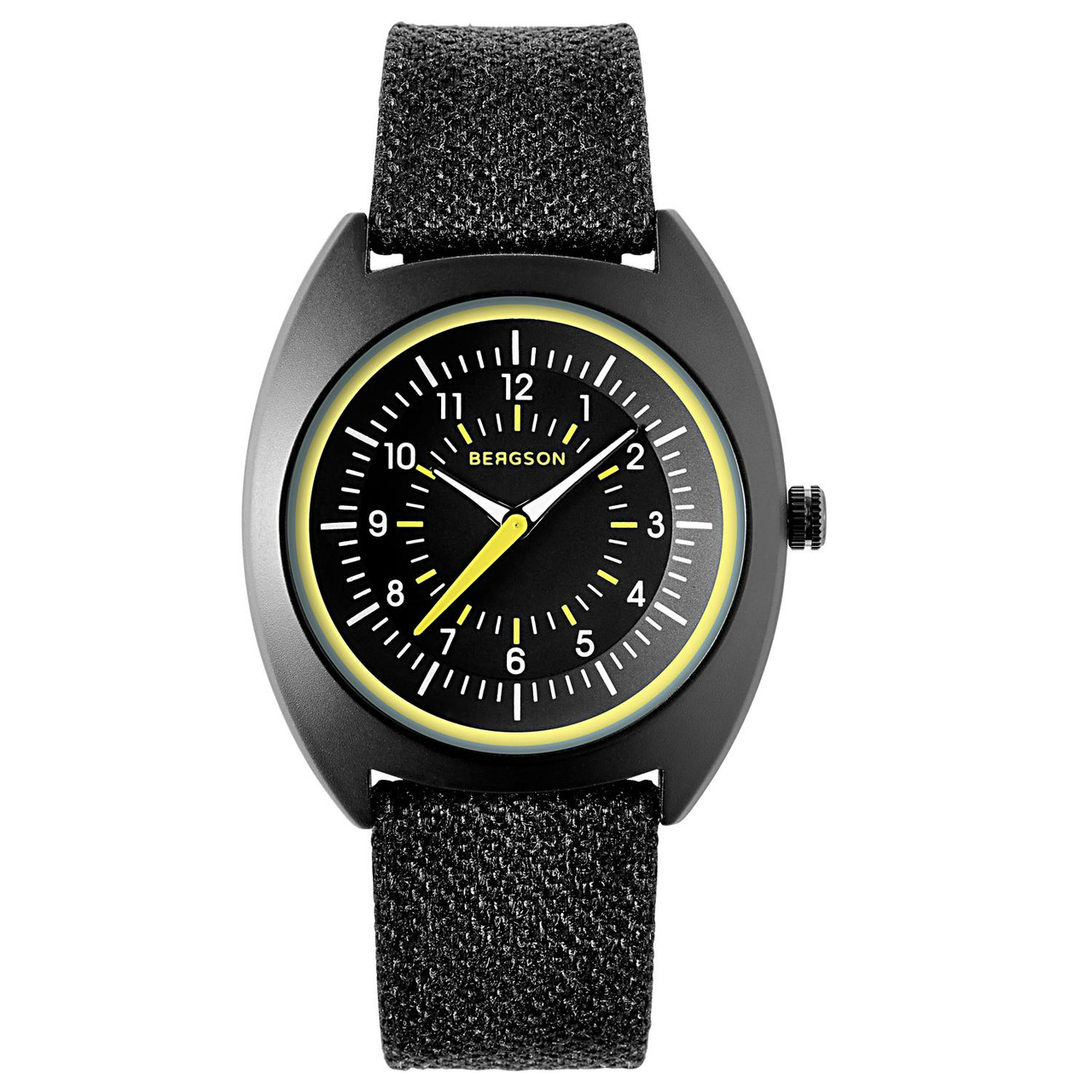 Reloj analógico acero inoxidable esfera negra y correa negra