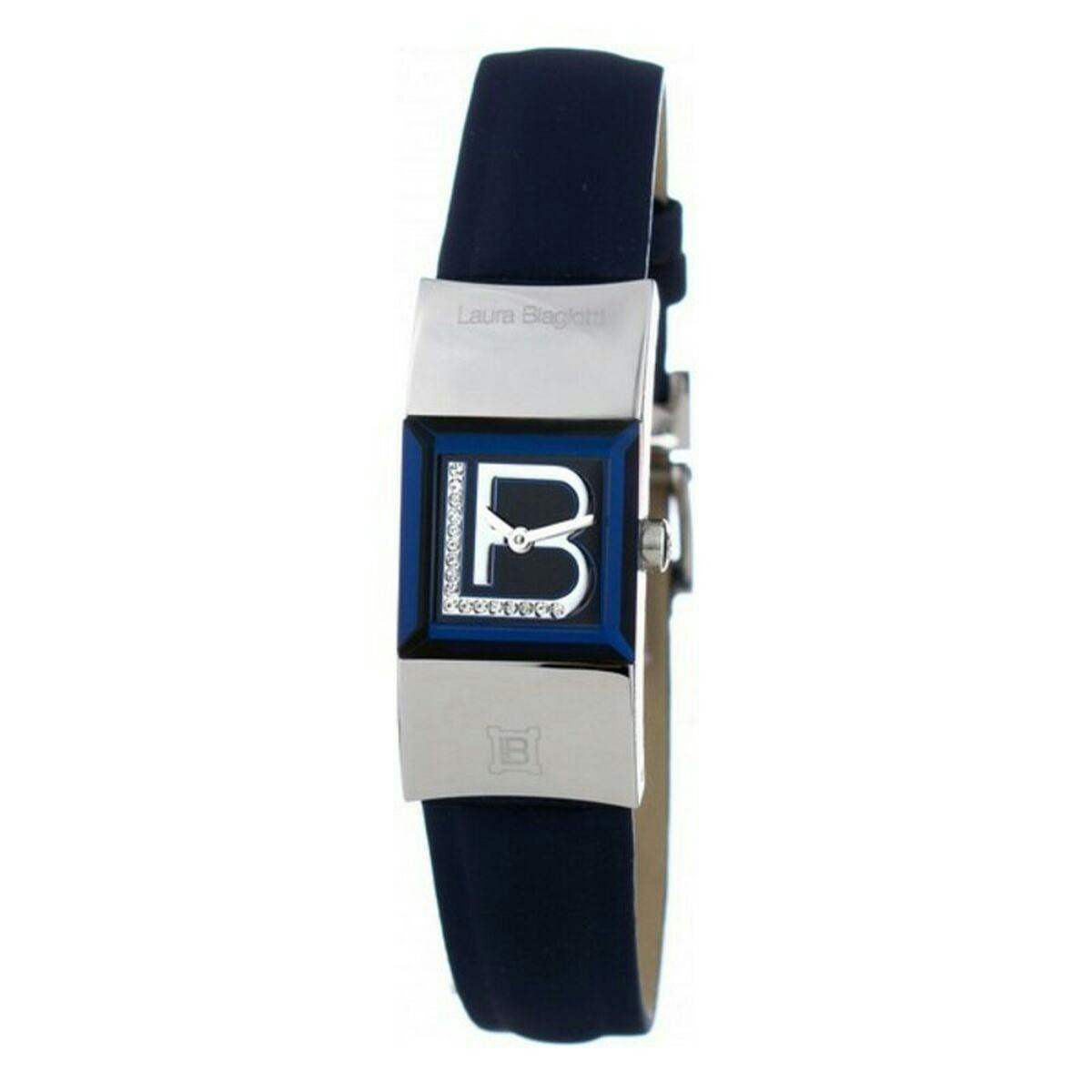 Reloj mujer caja acero inoxidable esfera azul correa piel
