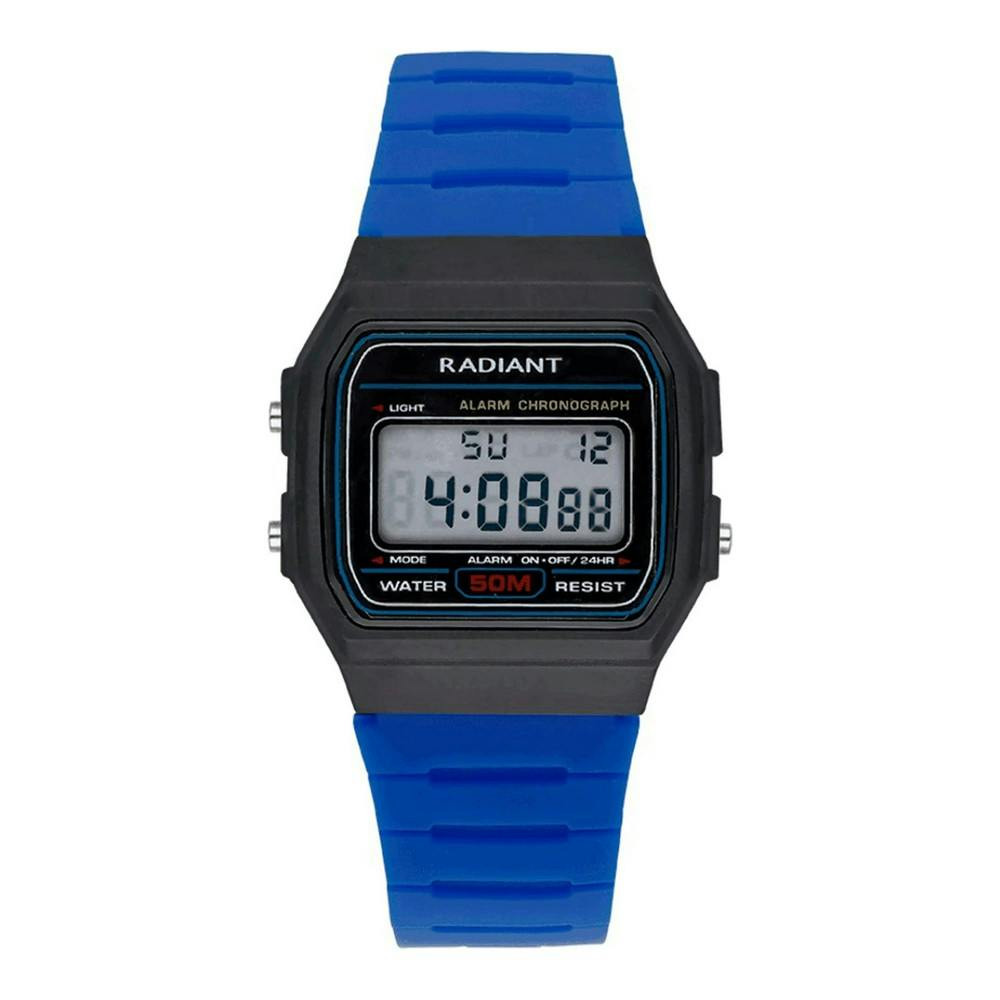 Reloj de pulsera de silicona con caja de plástico negra y esfera negra