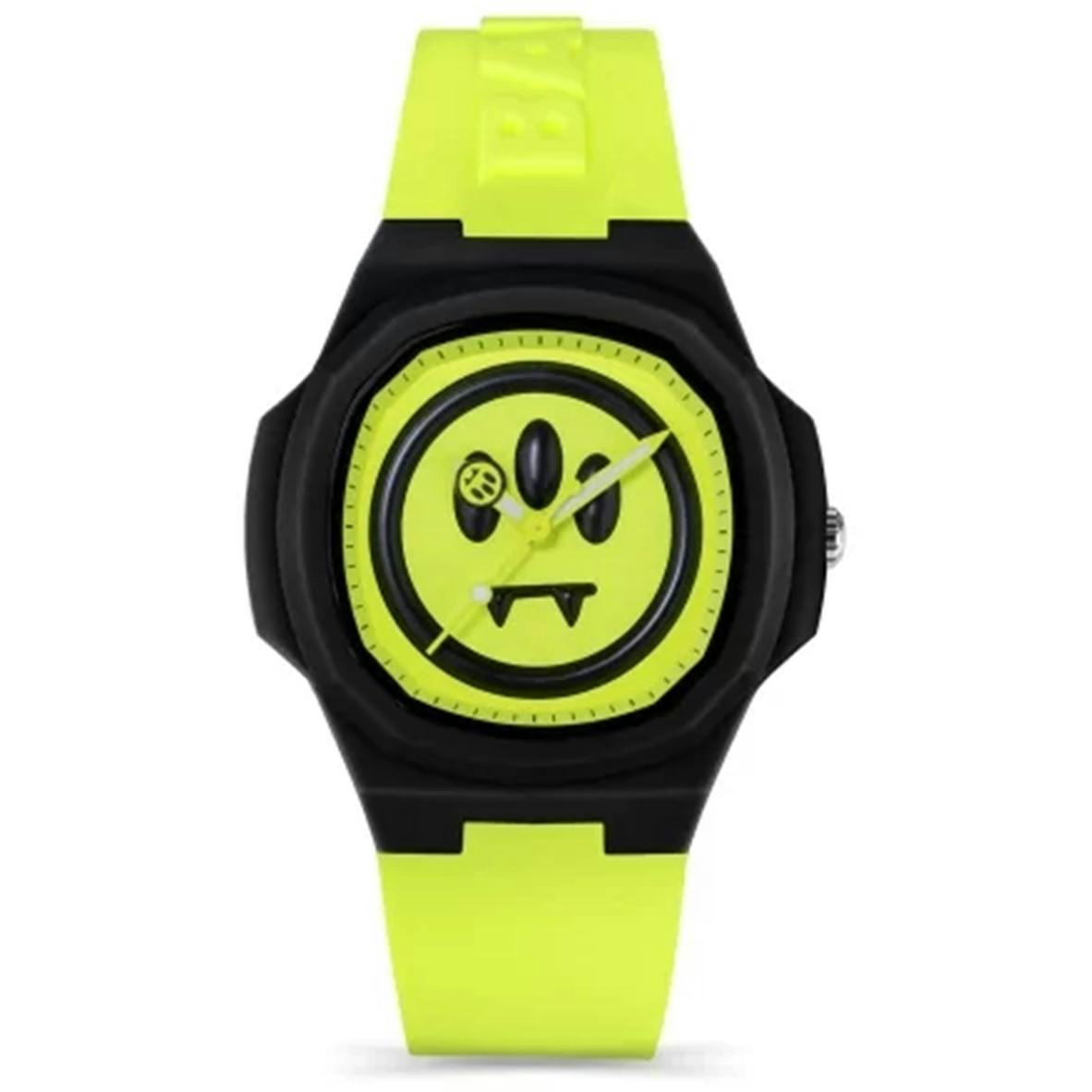 Reloj casual de cuarzo con esfera verde fluorescente y correa de silicona