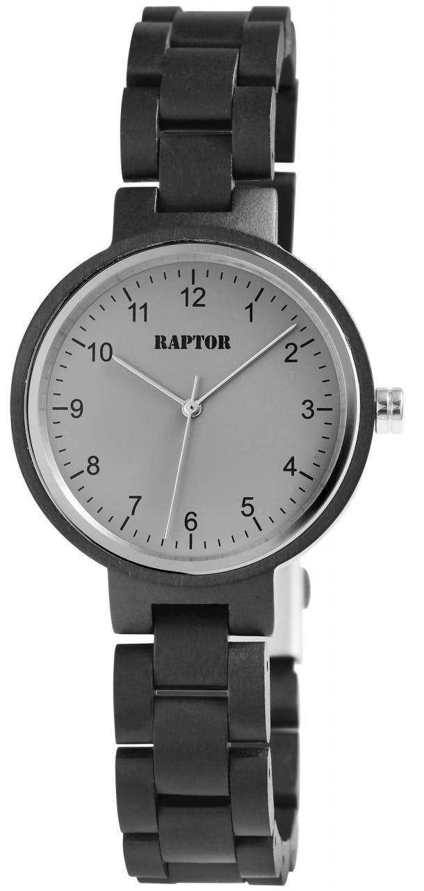 Reloj femenino de madera con cierre desplegable de acero inoxidable