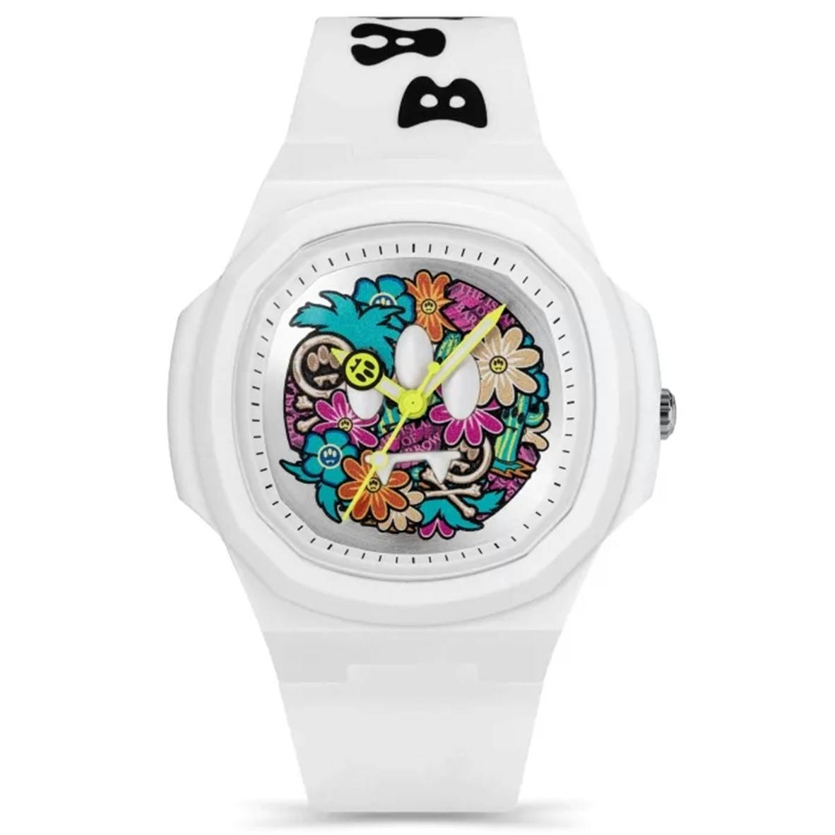 Reloj casual quartz con correa de silicona y esfera blanca