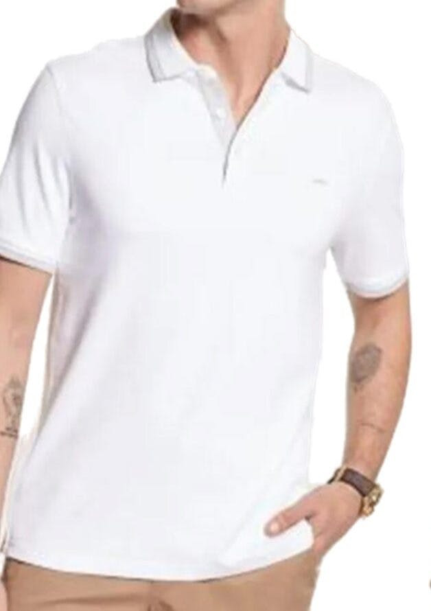 Men's white cotton polo