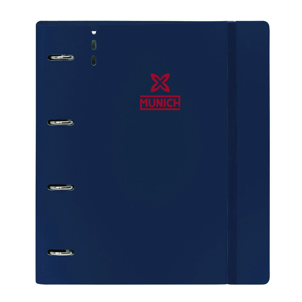 4-ring plastic folder Munich Royal blue with 100-sheet refill