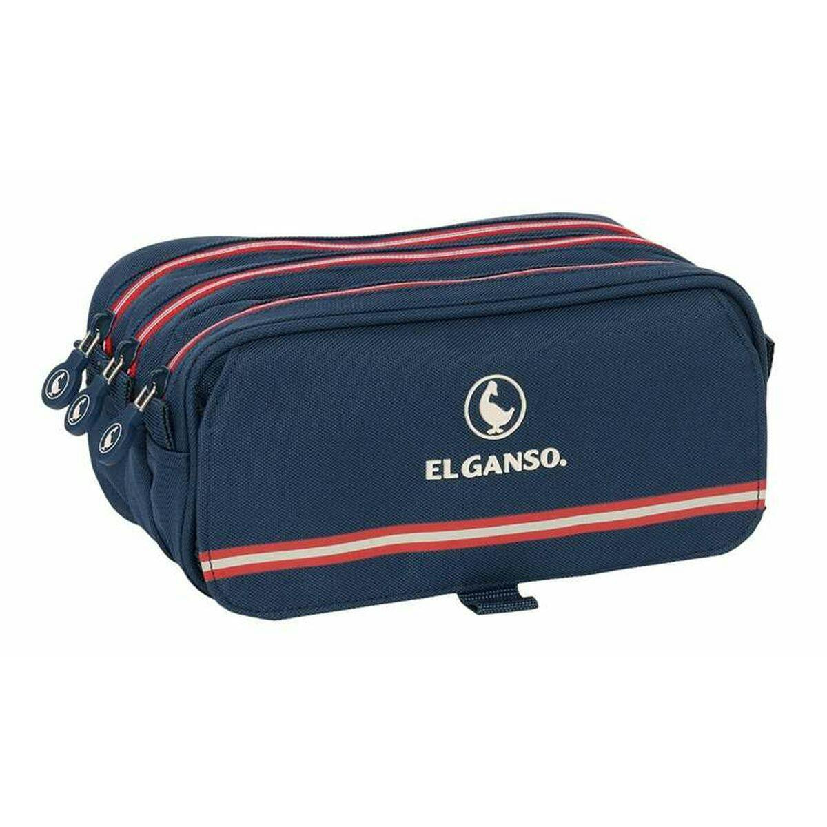 OEM navy blue school pencil case 3 compartments