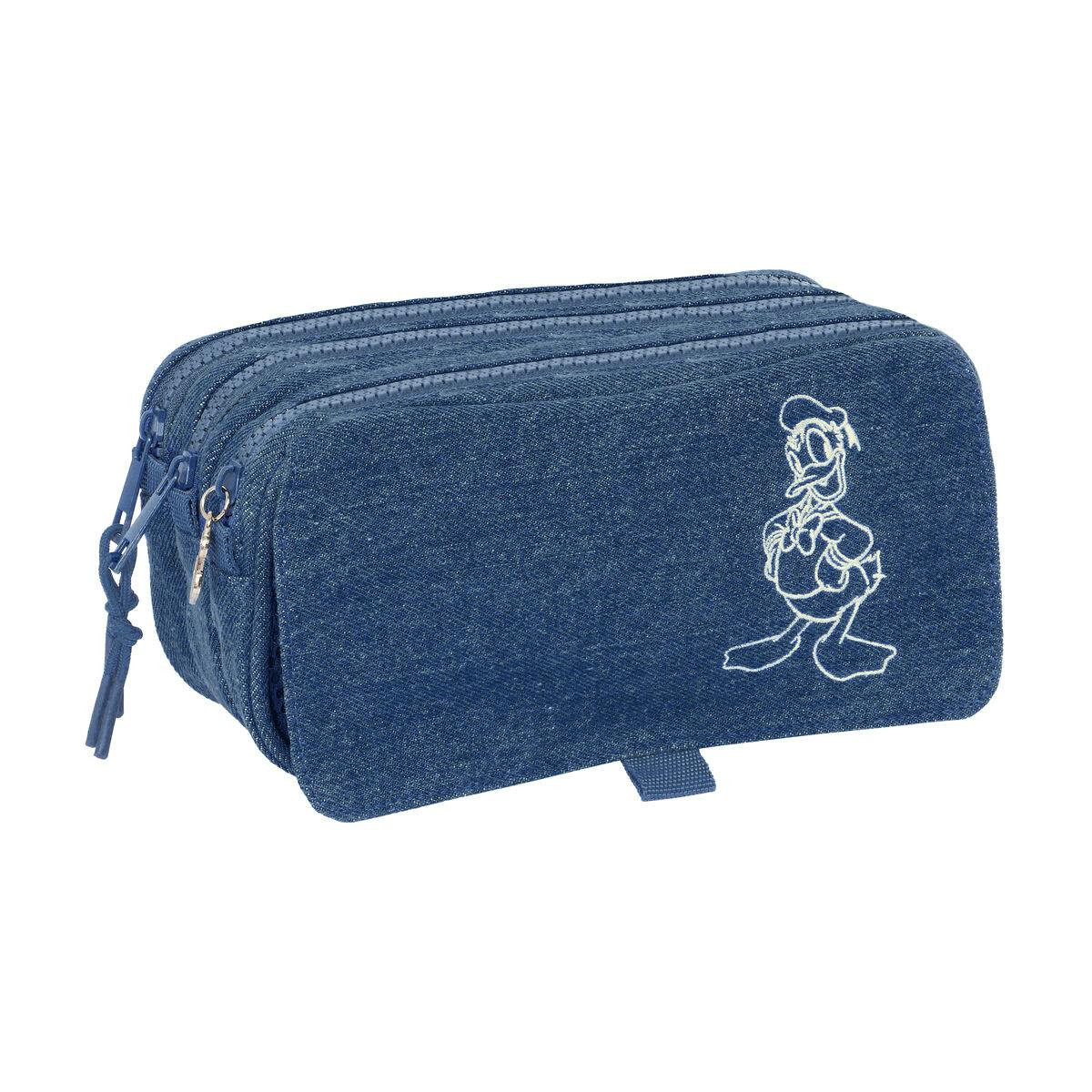 Estuche triple Donald en denim azul con 3 compartimentos