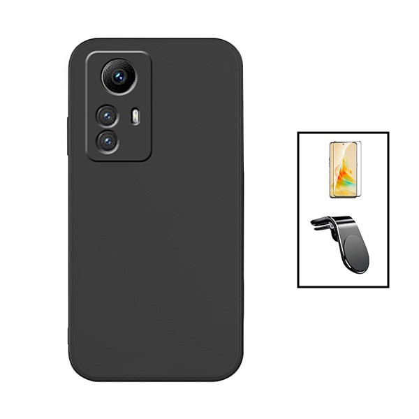 Kit protector de vidrio templado + funda de silicona líquida + soporte magnético para Redmi Note 12S