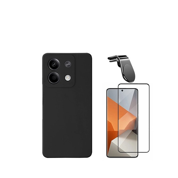 Kit protector de vidrio y funda de silicona con soporte magnético para Redmi Note 13