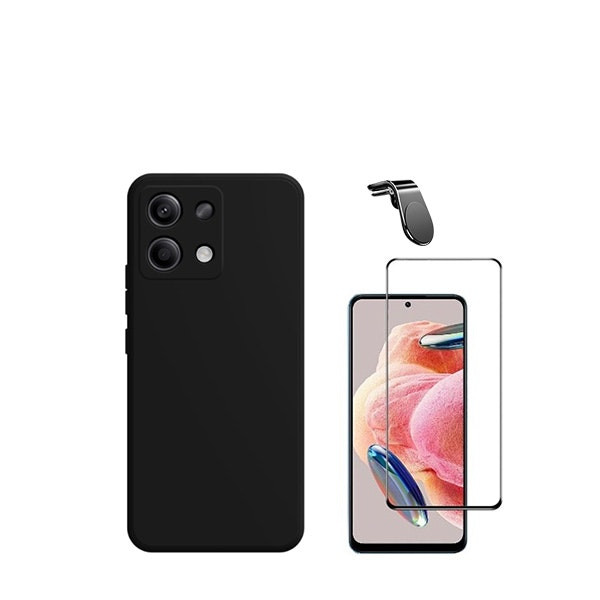 Kit protector de vidrio templado y funda de silicona con soporte magnético para Redmi Note 13
