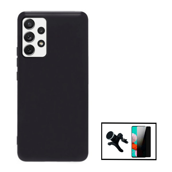 Kit protector vidrio privacidad + funda silicona + soporte magnético para Samsung Galaxy A52