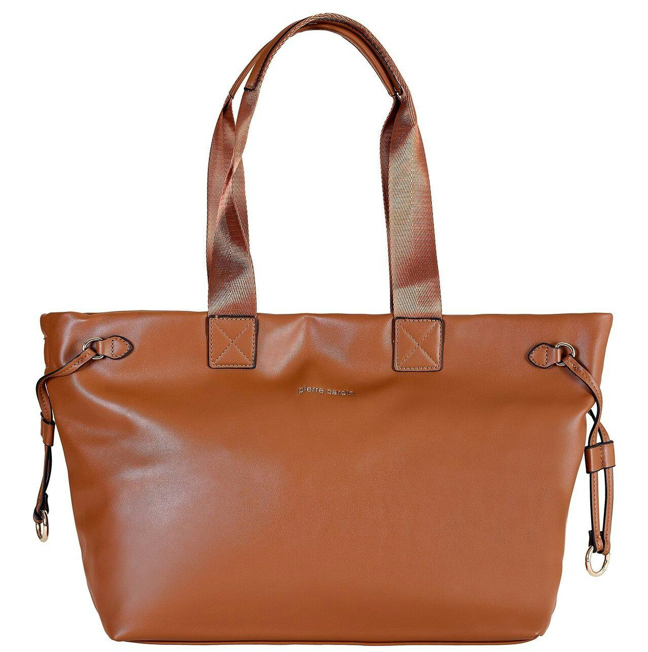 Shopper bag in eco leather, brown