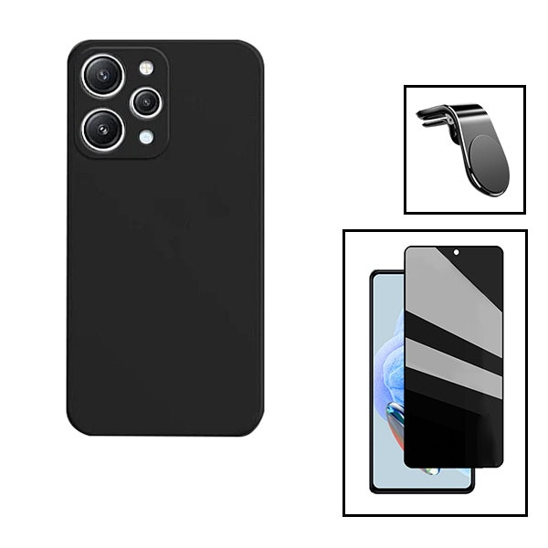 Protector de cristal 5D de privacidad, funda de silicona fina y soporte magnético para Redmi 12 5G