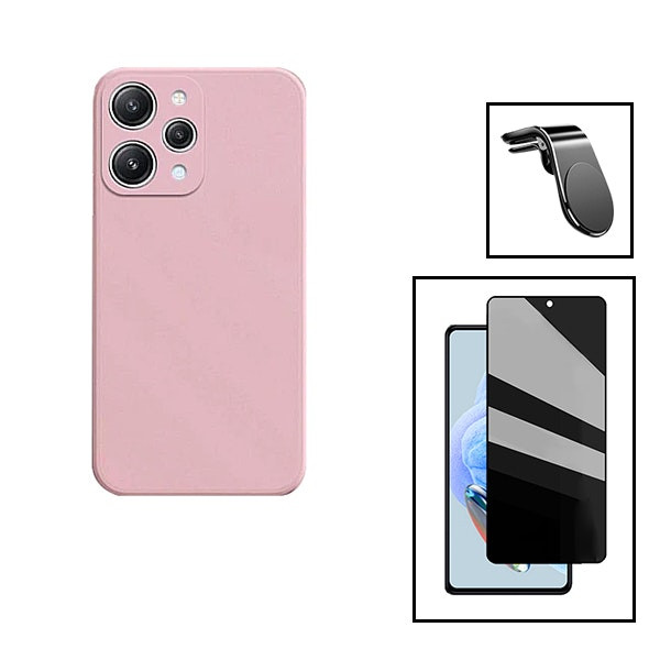 Kit Cristal Privacidad 5D con Funda Silicona y Soporte Magnético para Redmi 12 5G