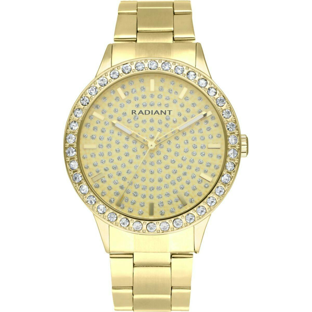 Reloj femenino metálico dorado con brazalete de acero inoxidable