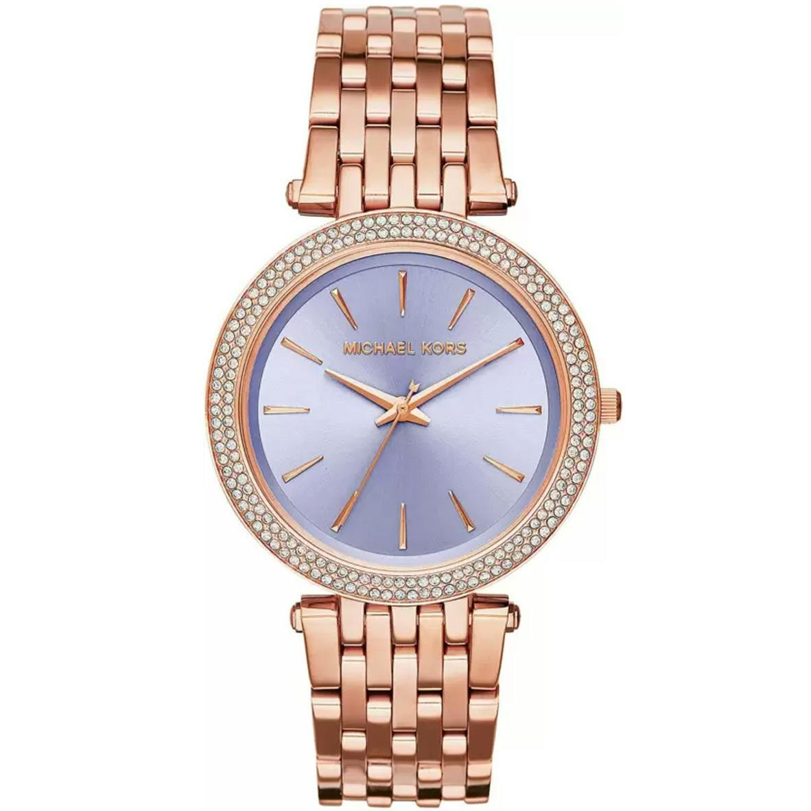 Reloj analógico acero con esfera lila