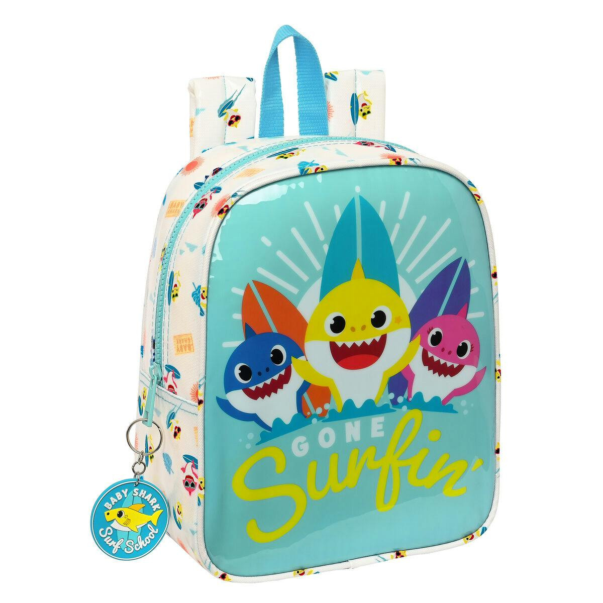 Mochila infantil Baby Shark PVC azul y blanco