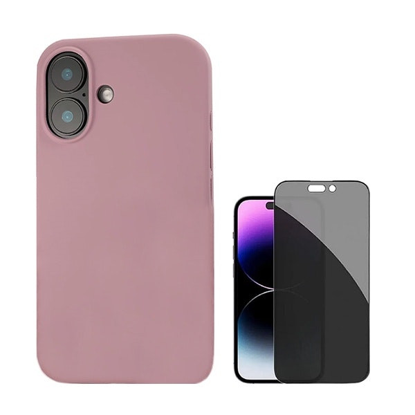 5D Anti-Spy Glass Screen Protector and Liquid Silicone Case for iPhone 16