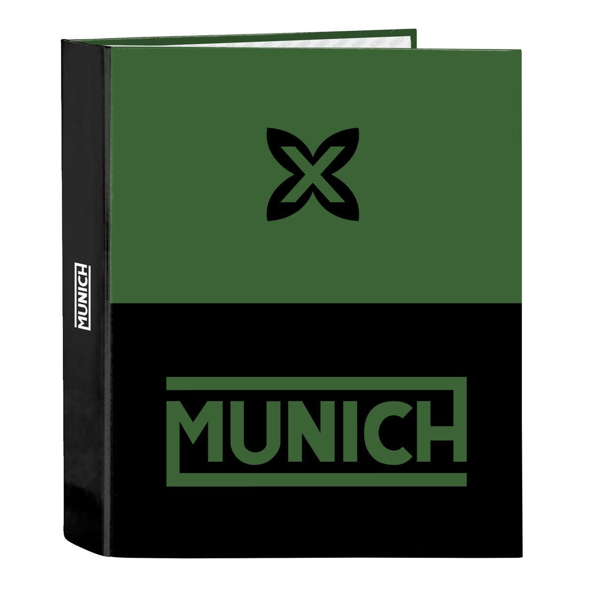 A4 ring binder Munich Caviar green and black