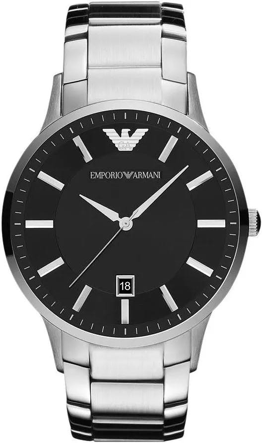Relógio AR2457 aço inoxidável mostrador preto 43 mm 5 ATM