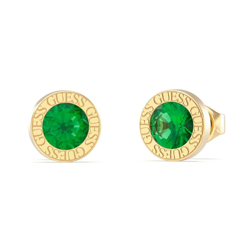 Pendientes con piedras verdes en acero inoxidable dorado
