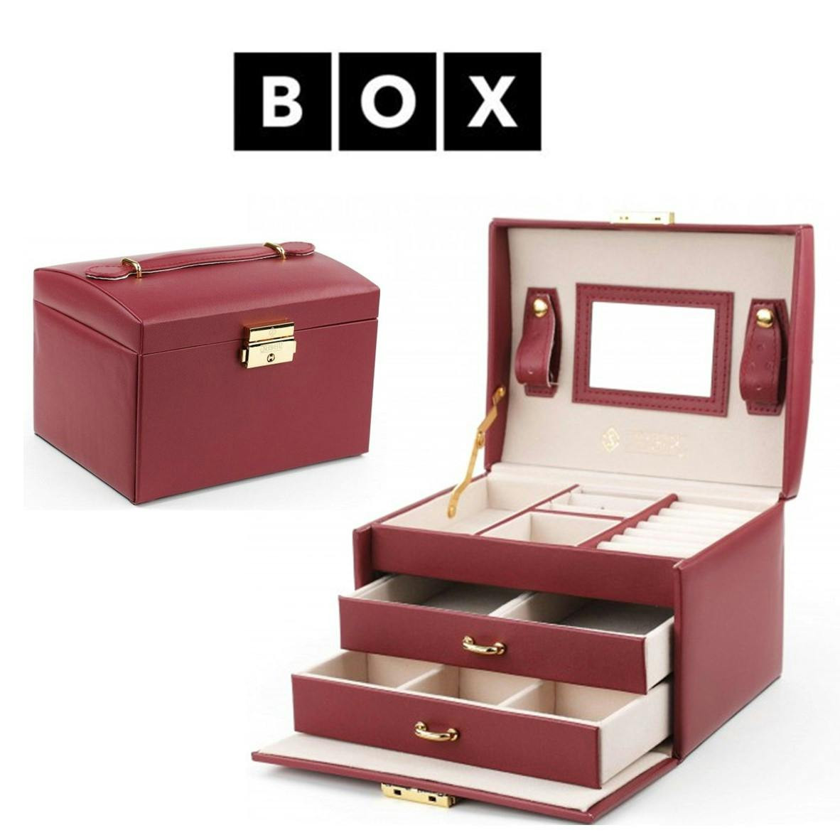 Caja de almacenamiento para joyas con cajones y espejo