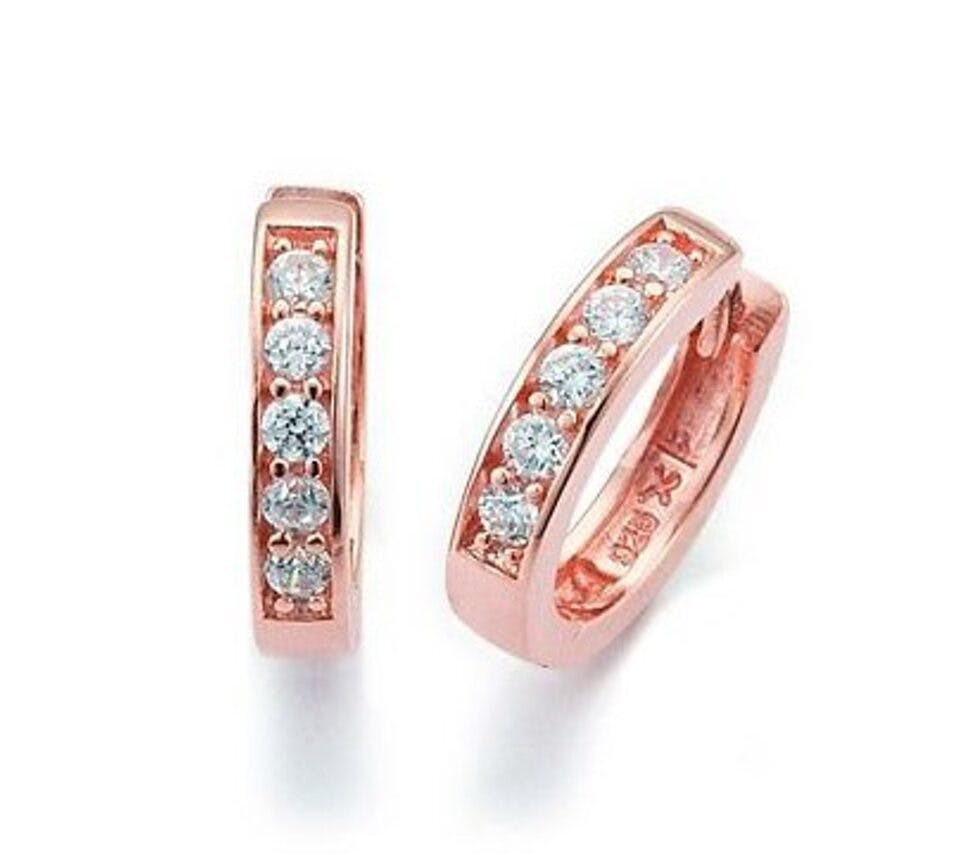 Pendientes de plata 925 con circonitas tono rosa dorado
