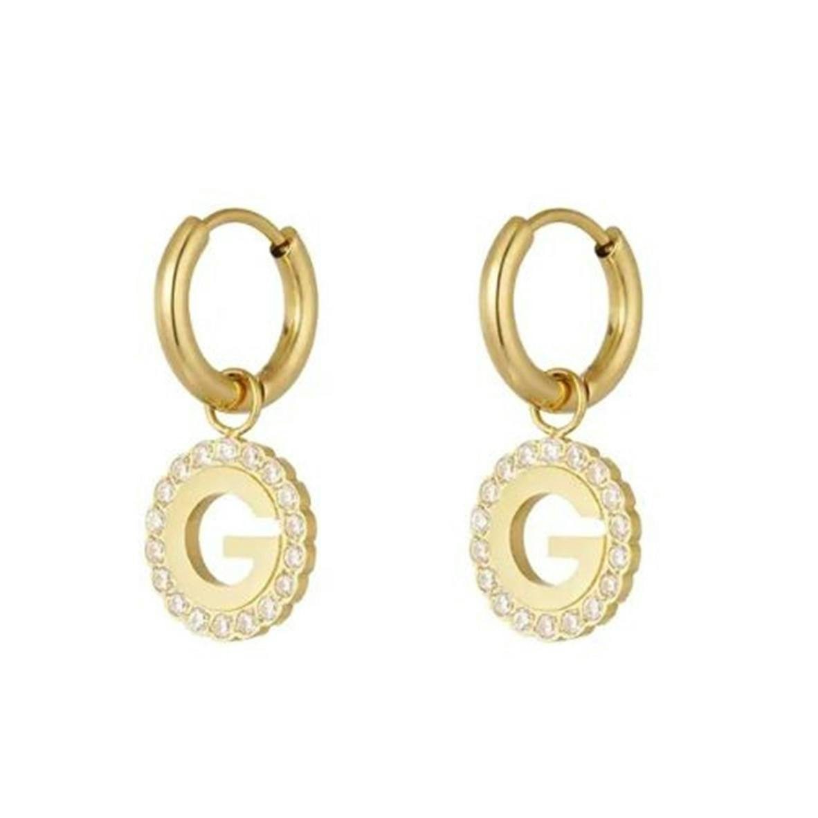 Pendientes letra G en acero inoxidable dorado