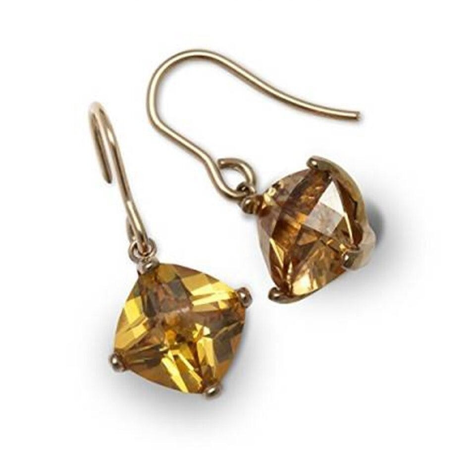 Pendientes de acero inoxidable con circonitas, dorado y marrón