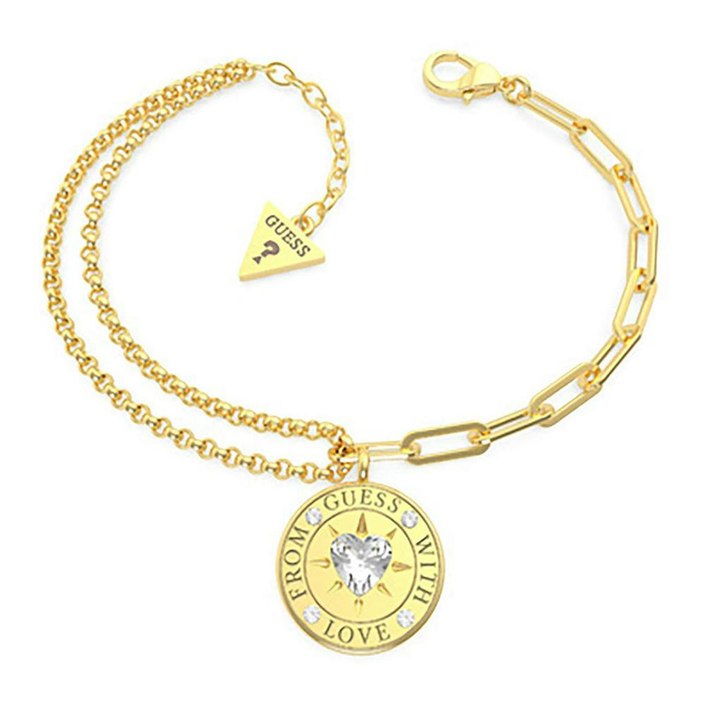 Stainless steel gold-tone bracelet with stones