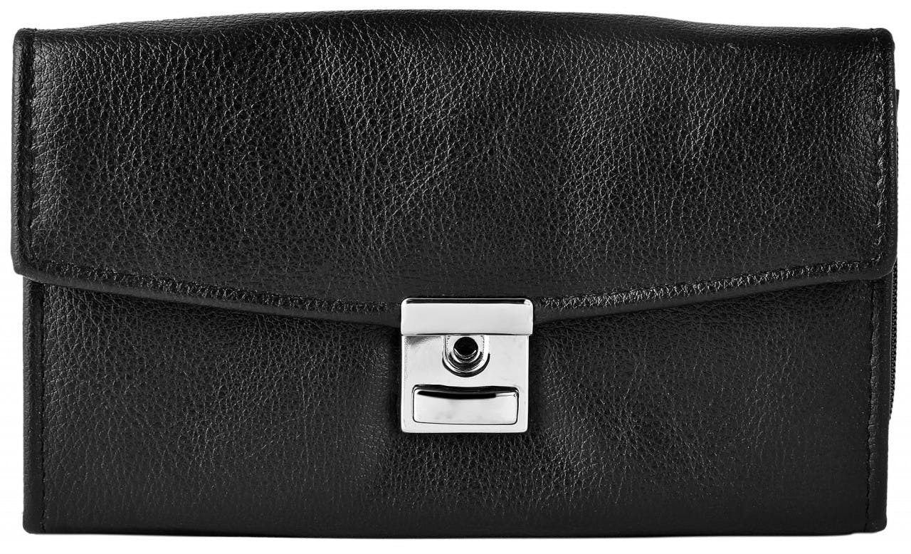 Cartera de camarero en cuero genuino con compartimento para monedas y 5 ranuras para billetes