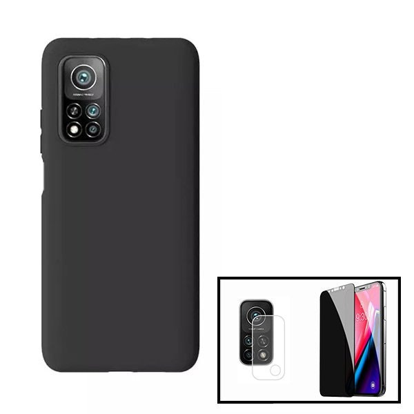 Kit vidrio templado 5D privacidad con película de cámara y funda de silicona para Mi 10T Pro 5G