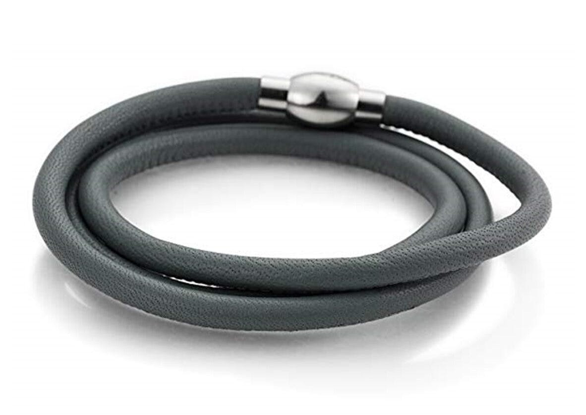 Pulsera de piel genuina y acero inoxidable con cierre magnético