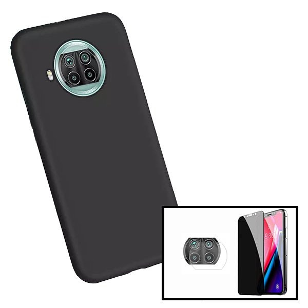 Kit protector 5D Anti-Spy para pantalla con protector de cámara trasera y funda de silicona líquida para Redmi Note 9 Pro 5G