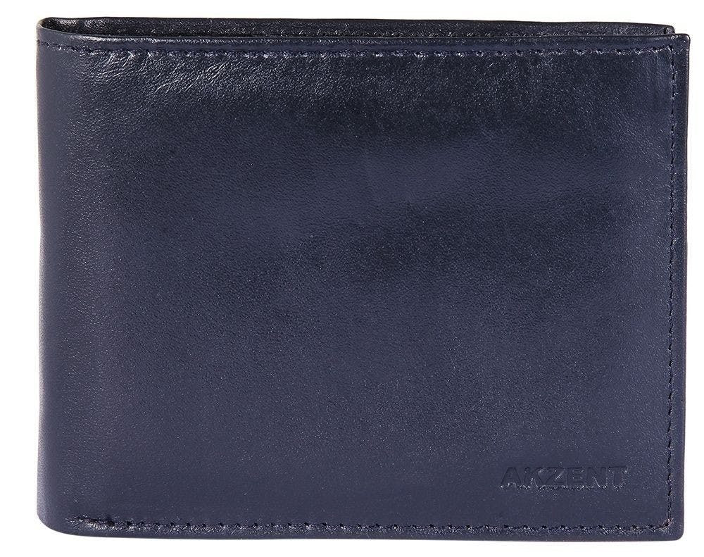 Genuine leather bi-fold wallet with coin pocket and 6 card slots