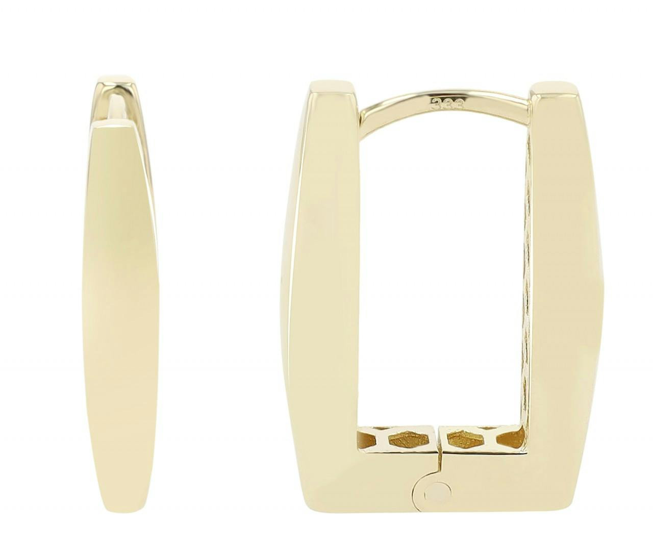 Square hoop earrings in 8k gold with hinged closure