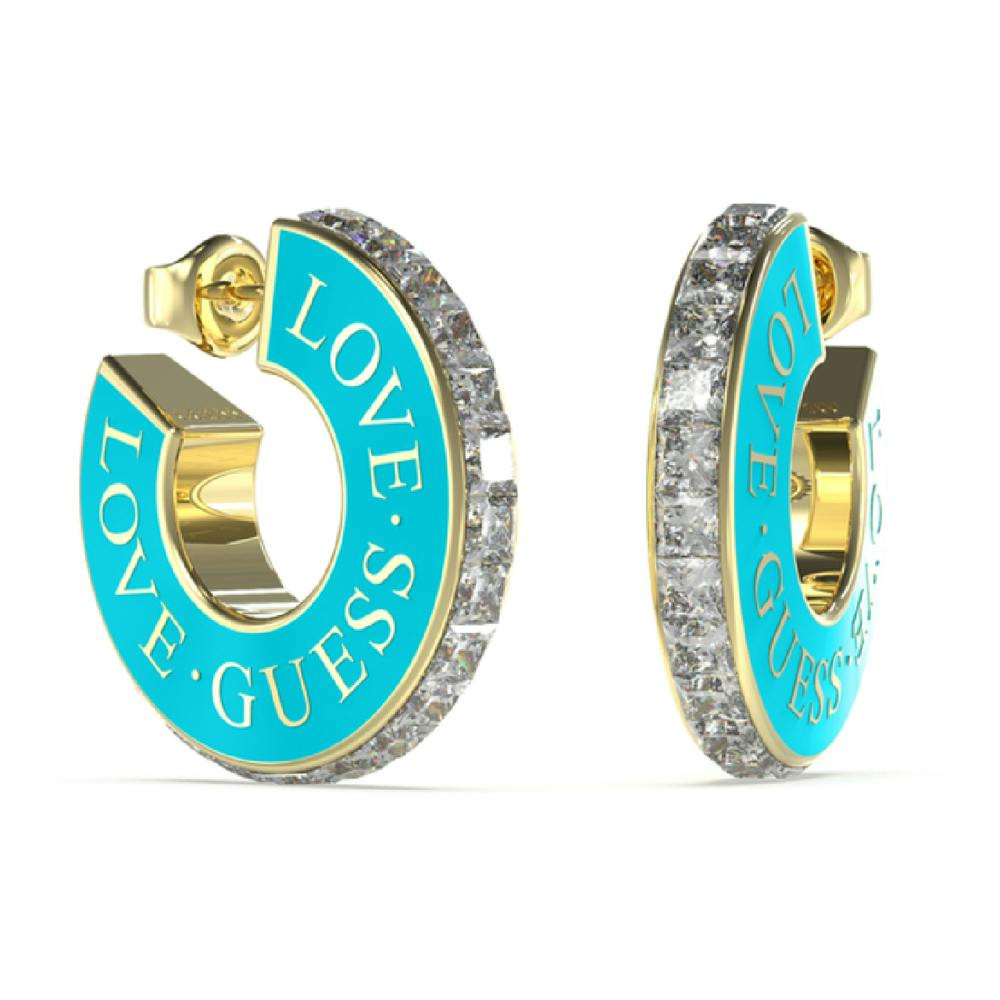 Pendientes con piedras turquesa en acero inoxidable dorado