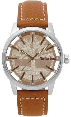 Reloj TIMBERLAND cuarzo analógico con correa de cuero marrón y esfera gris