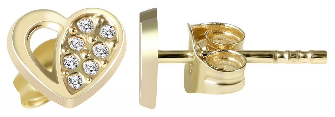8k open-heart gold earrings with zirconia