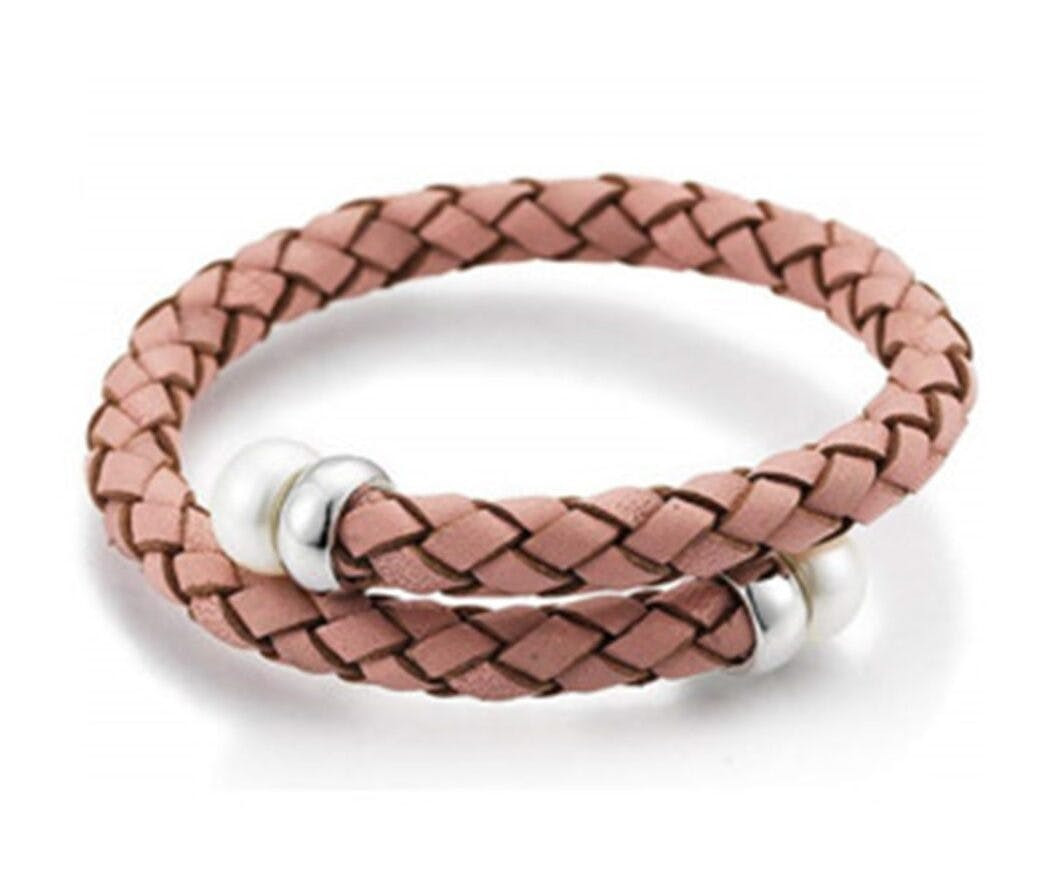Pulsera ajustable de piel genuina y acero inoxidable