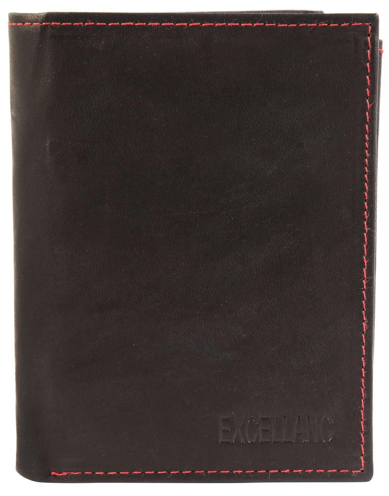 Cartera masculina de cuero en formato retrato bicolor con ranuras para tarjetas y monedero