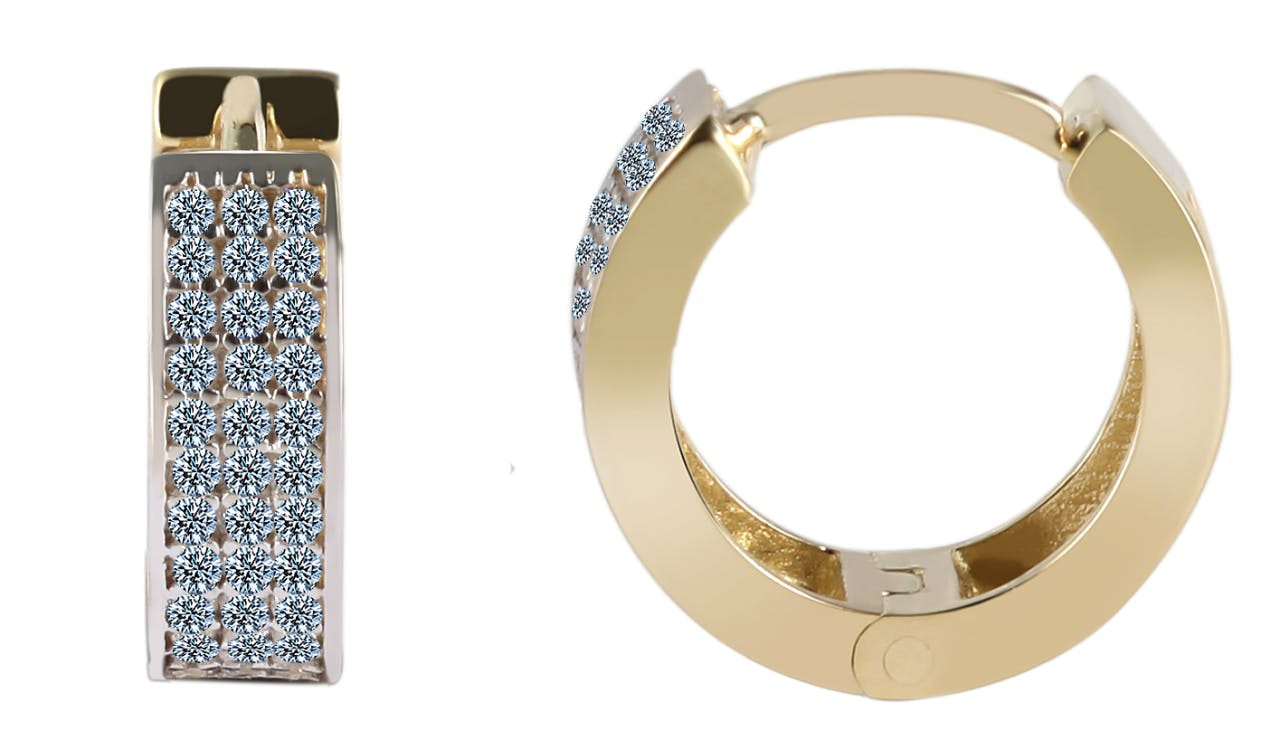 Foldable hoop earrings in 9k gold with cubic zirconia