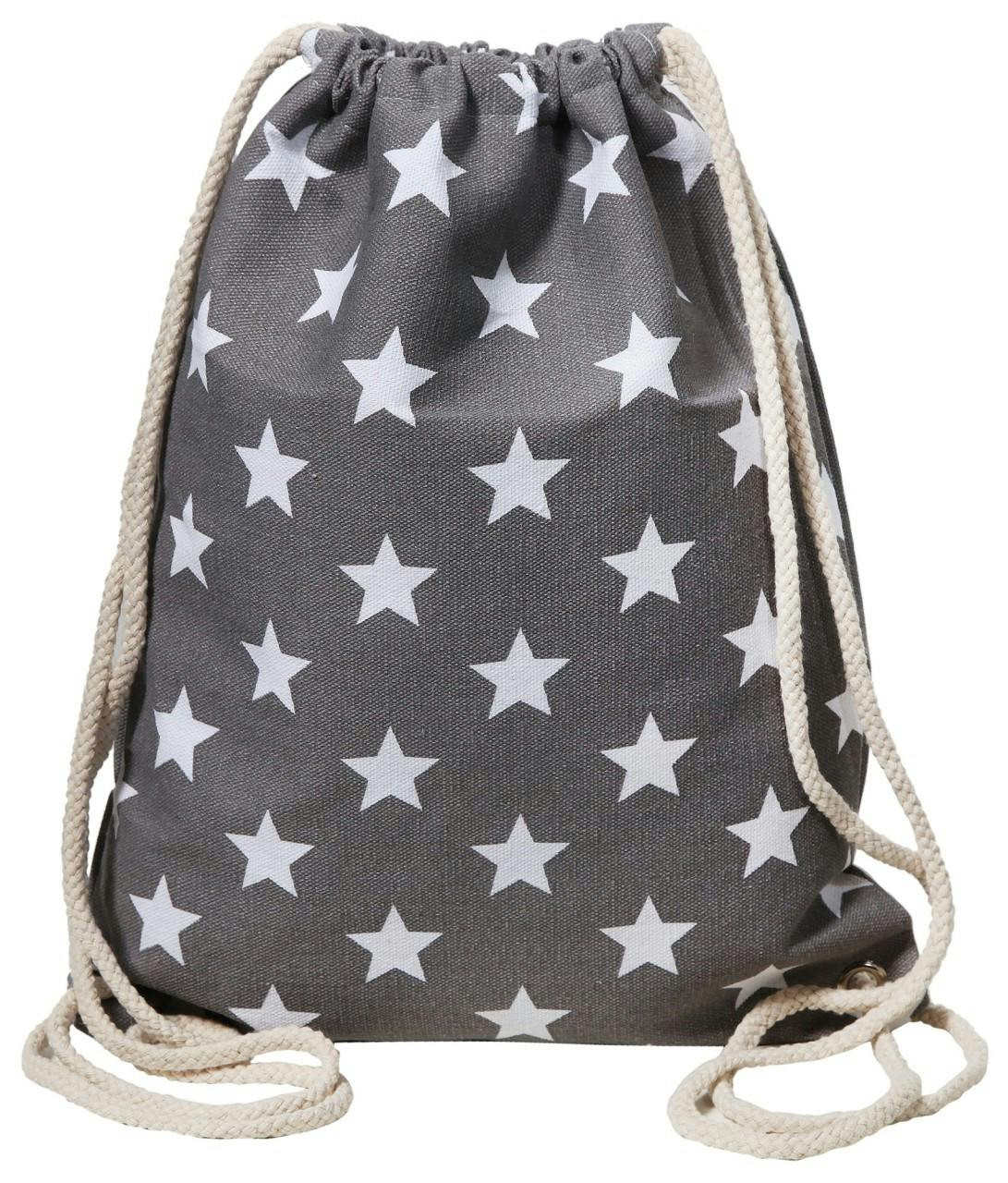 Bolsa de gimnasio en tejido con estampado de estrellas Gris