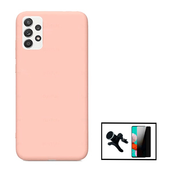 Kit protector vidrio privacidad con funda silicona líquida y soporte magnético coche