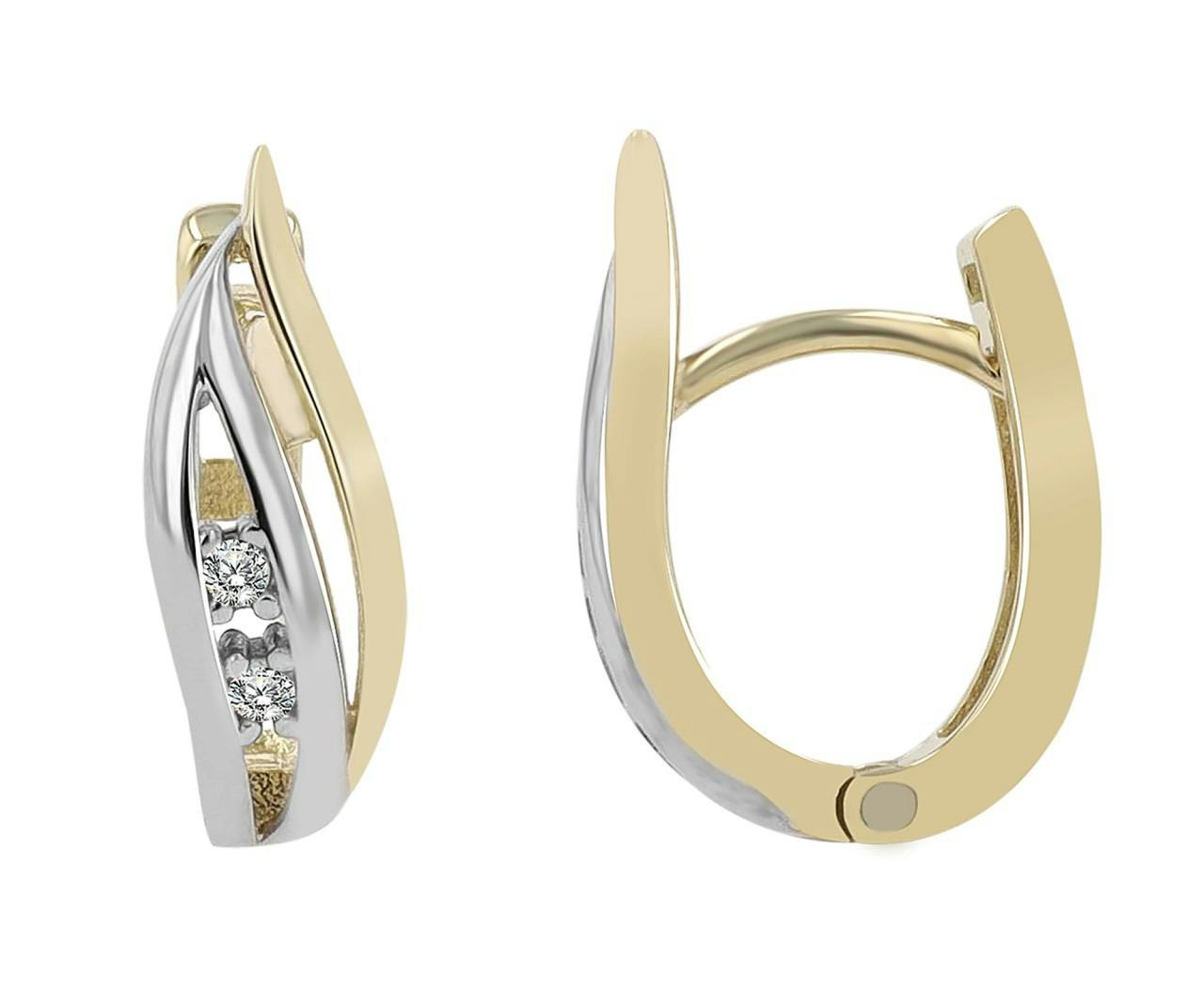 Pendientes de aro bicolor en oro 8k con circonitas Sabina