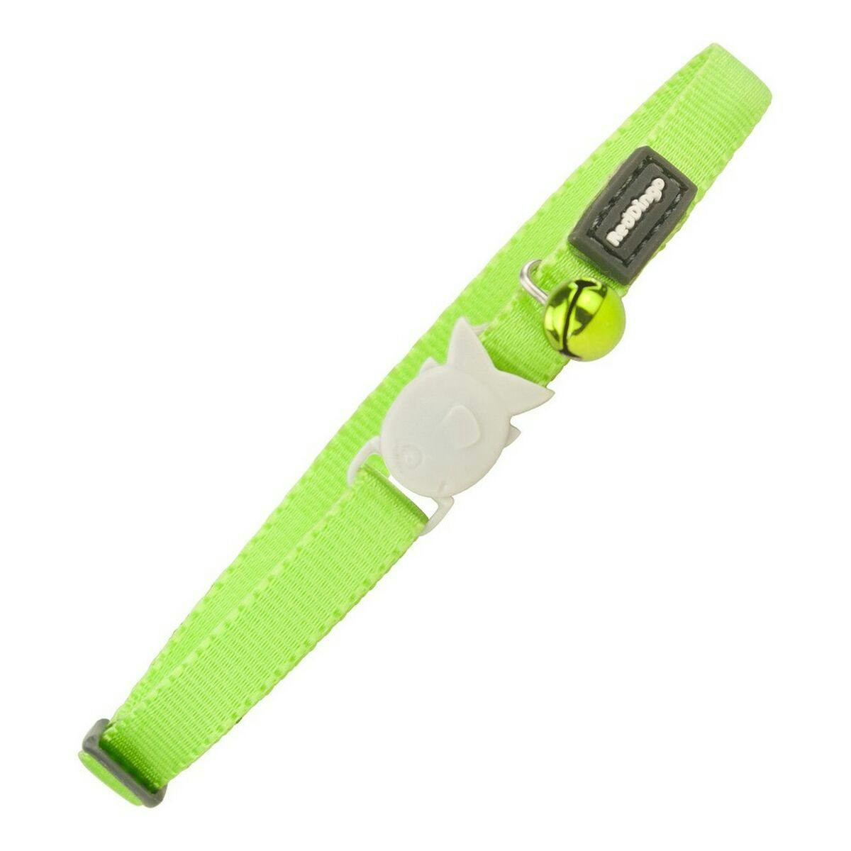 Cat collar Red Dingo fish design with bell lime