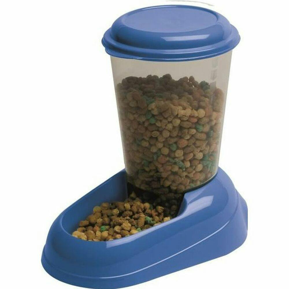 Comedero de plástico antideslizante para perro 3 L Azul