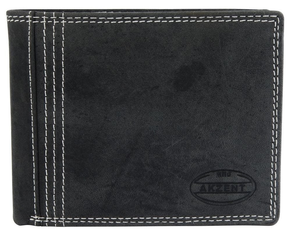 Cartera horizontal de cuero con múltiples compartimentos
