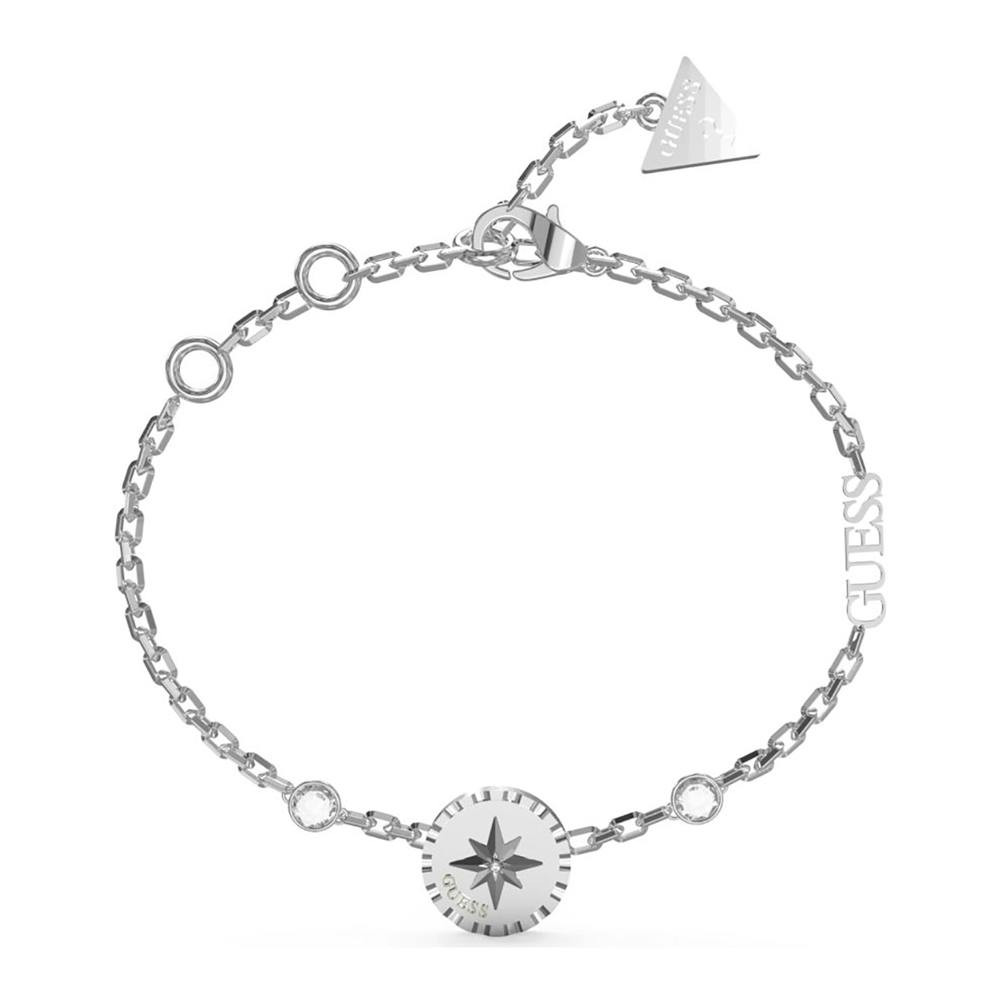 Pulsera de acero inoxidable plateada con piedras