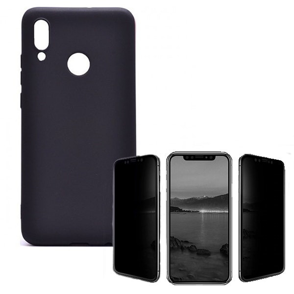 Kit vidrio de privacidad y funda de silicona líquida para Y7 Prime 2019